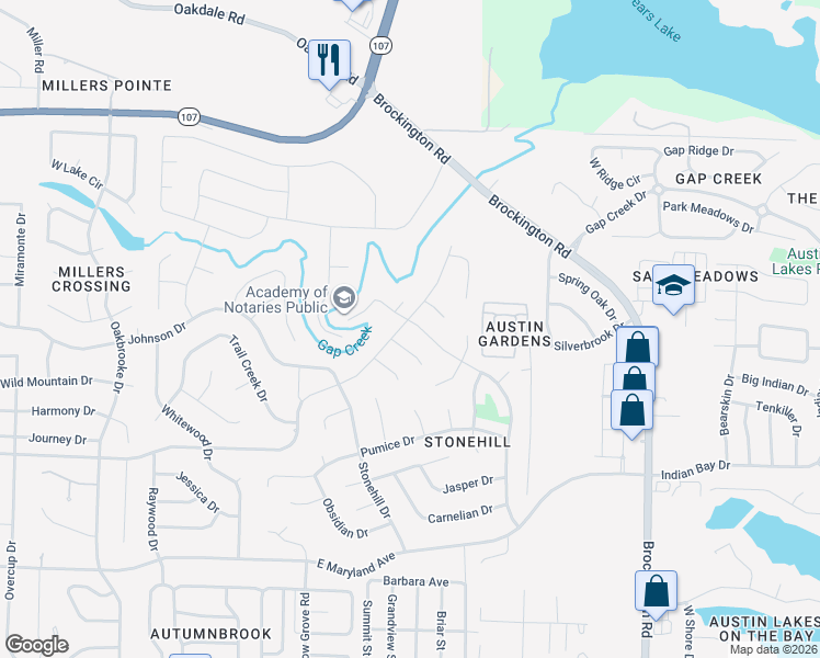map of restaurants, bars, coffee shops, grocery stores, and more near 525 Feldspar Drive in Sherwood