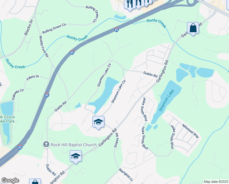 map of restaurants, bars, coffee shops, grocery stores, and more near 120 Shannon Lake Circle in Greenville