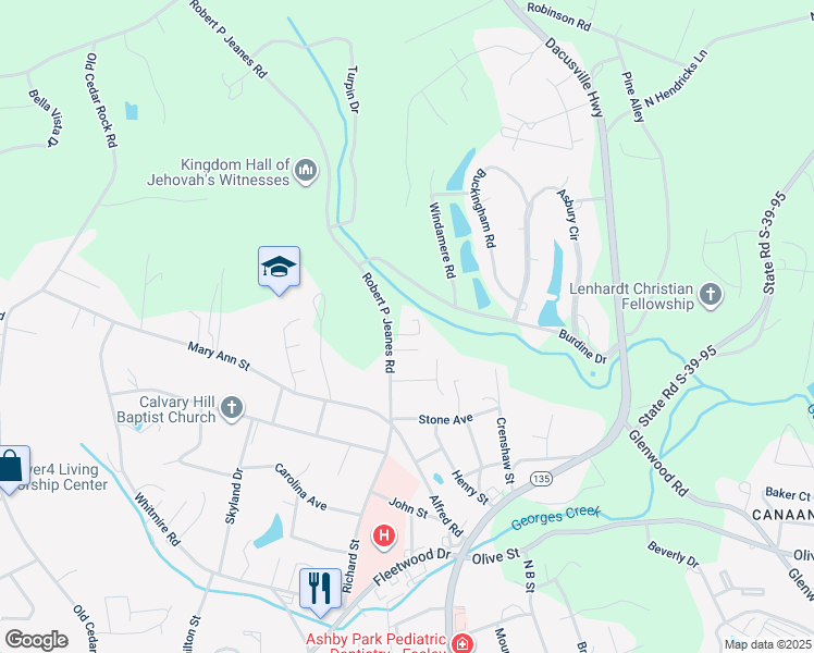 map of restaurants, bars, coffee shops, grocery stores, and more near 105 Willow Place in Easley
