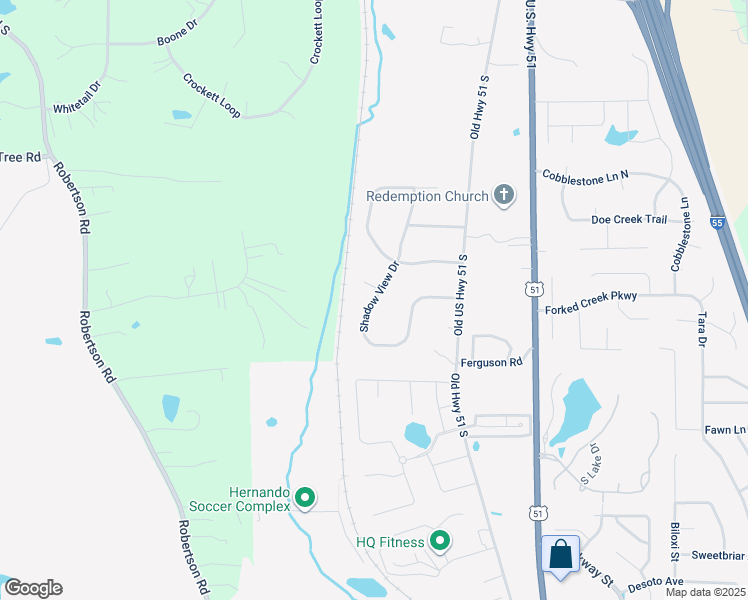 map of restaurants, bars, coffee shops, grocery stores, and more near 927 Shadow View Drive in Hernando