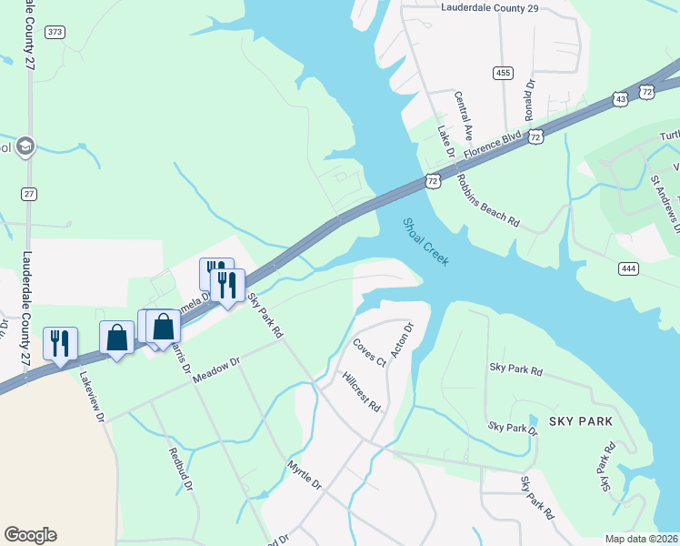 map of restaurants, bars, coffee shops, grocery stores, and more near 258 Ridgecrest Drive in Florence