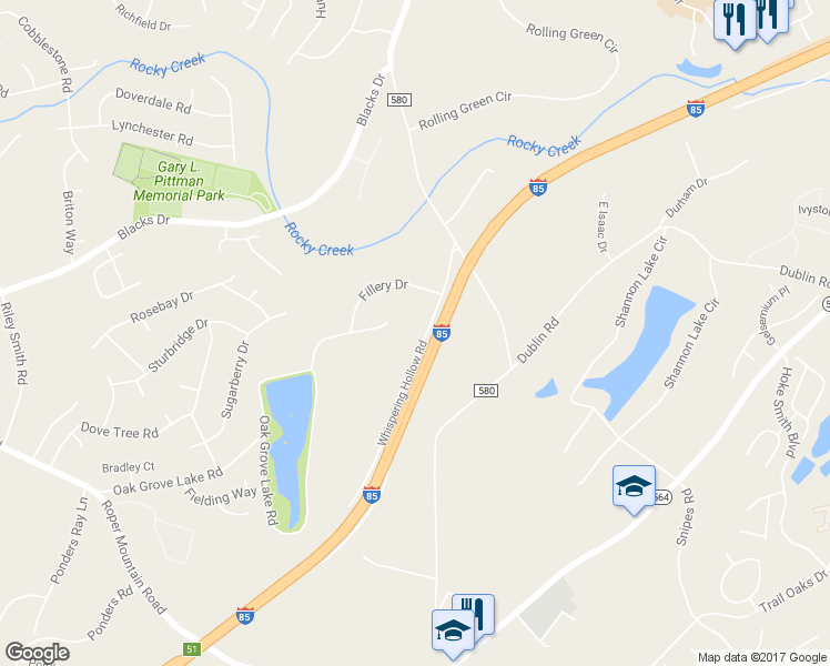 map of restaurants, bars, coffee shops, grocery stores, and more near 110 Whispering Hollow Road in Greenville
