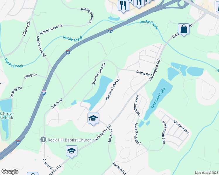 map of restaurants, bars, coffee shops, grocery stores, and more near 120 Shannon Lake Circle in Greenville