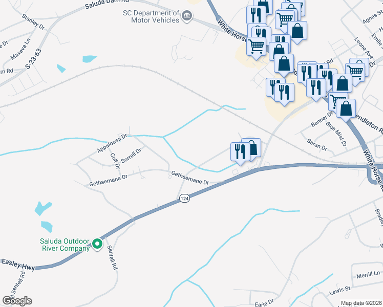 map of restaurants, bars, coffee shops, grocery stores, and more near 224 Old Bramlett Road in Greenville
