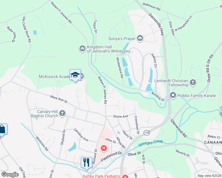 map of restaurants, bars, coffee shops, grocery stores, and more near 157 Robert P Jeanes Road in Easley