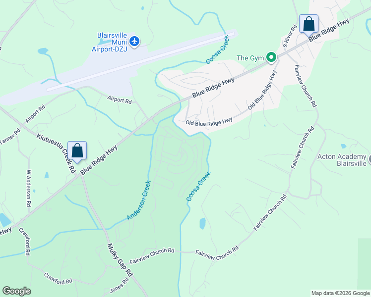map of restaurants, bars, coffee shops, grocery stores, and more near 1979 Carriage Lane in Blairsville