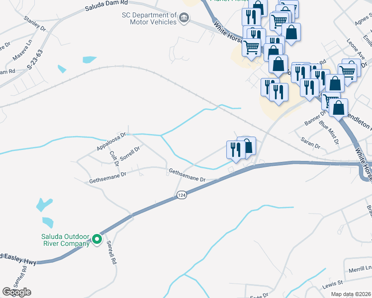 map of restaurants, bars, coffee shops, grocery stores, and more near 224 Old Bramlett Road in Greenville