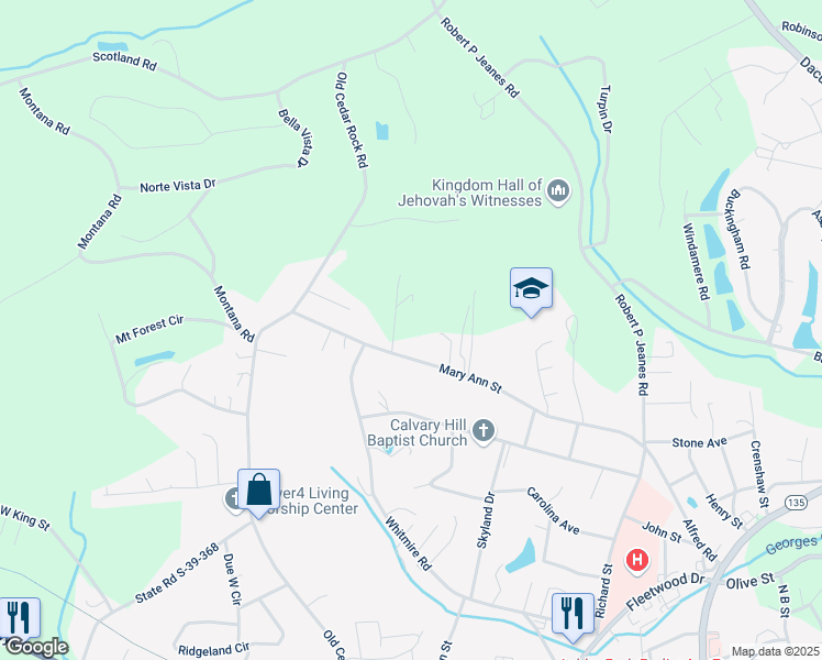 map of restaurants, bars, coffee shops, grocery stores, and more near 326 Mary Ann Street in Easley