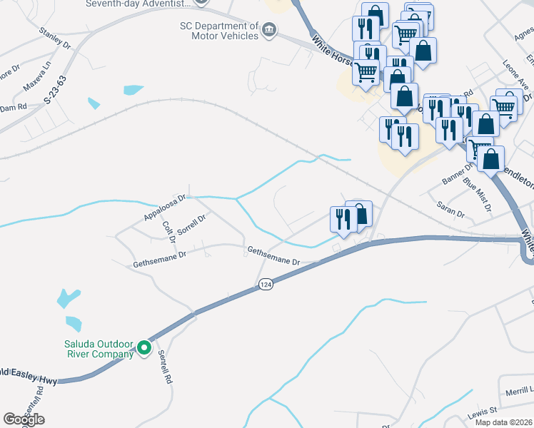map of restaurants, bars, coffee shops, grocery stores, and more near 224 Old Bramlett Road in Greenville