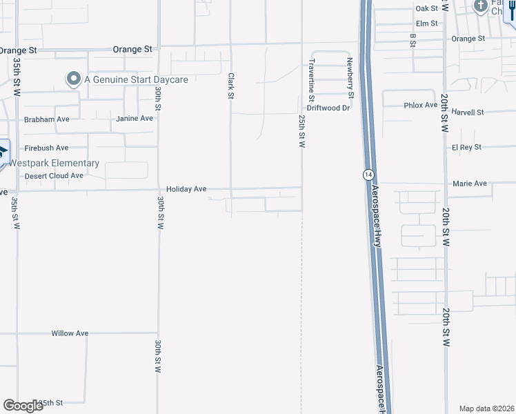 map of restaurants, bars, coffee shops, grocery stores, and more near 2643 Summerchase Avenue in Rosamond