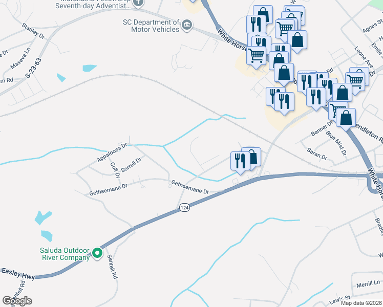 map of restaurants, bars, coffee shops, grocery stores, and more near 208 Old Bramlett Road in Greenville