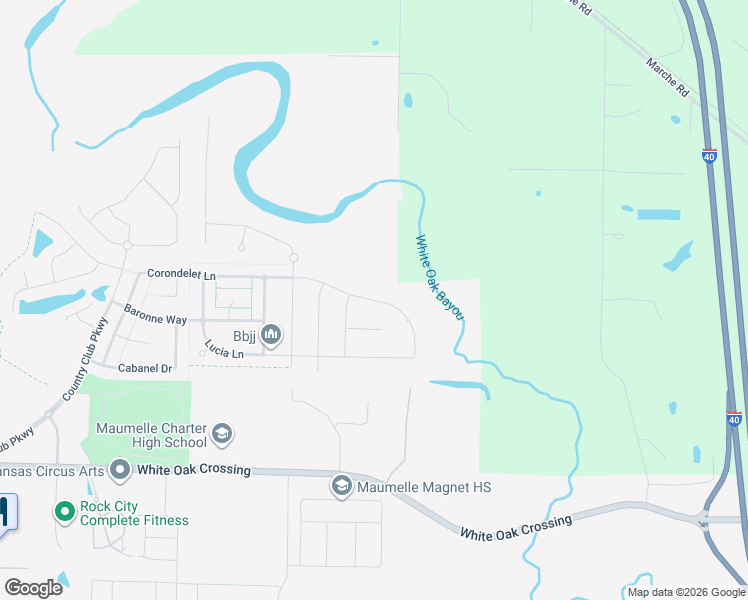 map of restaurants, bars, coffee shops, grocery stores, and more near 1502 Milligan Drive in Maumelle