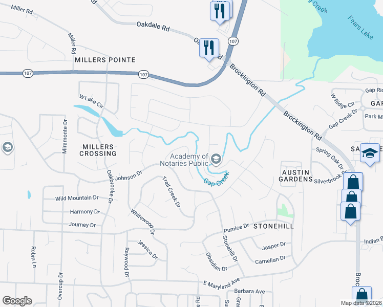 map of restaurants, bars, coffee shops, grocery stores, and more near 8932 Stillwater Road in Sherwood