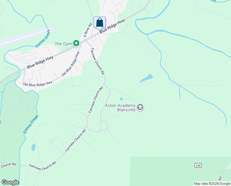 map of restaurants, bars, coffee shops, grocery stores, and more near 1244 Boemanns Street in Blairsville