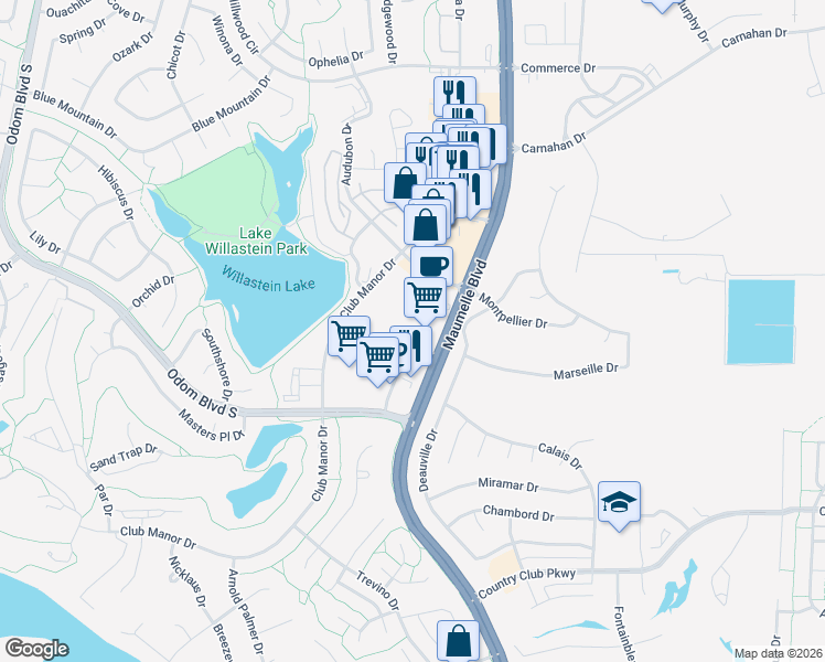 map of restaurants, bars, coffee shops, grocery stores, and more near in Maumelle