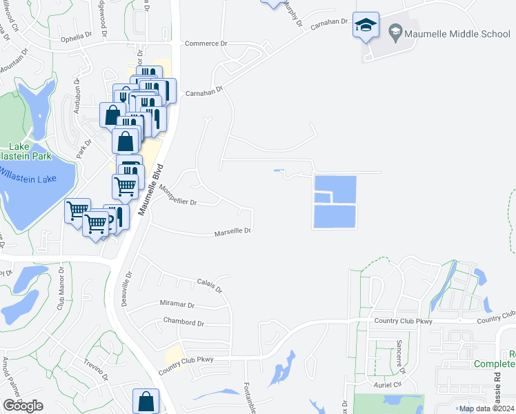 map of restaurants, bars, coffee shops, grocery stores, and more near 160 Marseille Drive in Maumelle