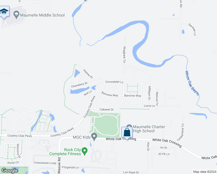 map of restaurants, bars, coffee shops, grocery stores, and more near 18 Toulouse Court in Maumelle