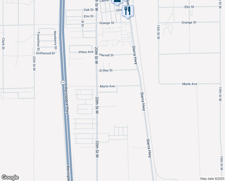 map of restaurants, bars, coffee shops, grocery stores, and more near 1837 Pengilley Avenue in Rosamond