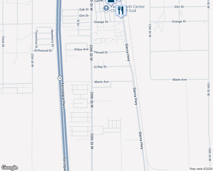 map of restaurants, bars, coffee shops, grocery stores, and more near 1837 Pengilley Avenue in Rosamond