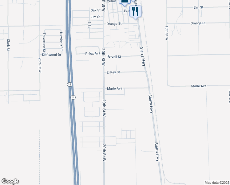 map of restaurants, bars, coffee shops, grocery stores, and more near 1907 Pengilley Avenue in Rosamond
