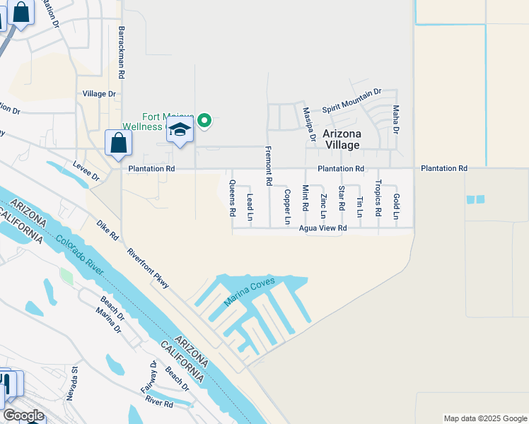 map of restaurants, bars, coffee shops, grocery stores, and more near 10560 S Lead Ln in Mohave Valley