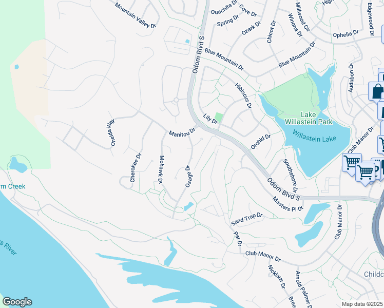 map of restaurants, bars, coffee shops, grocery stores, and more near 68 Osage Drive in Maumelle