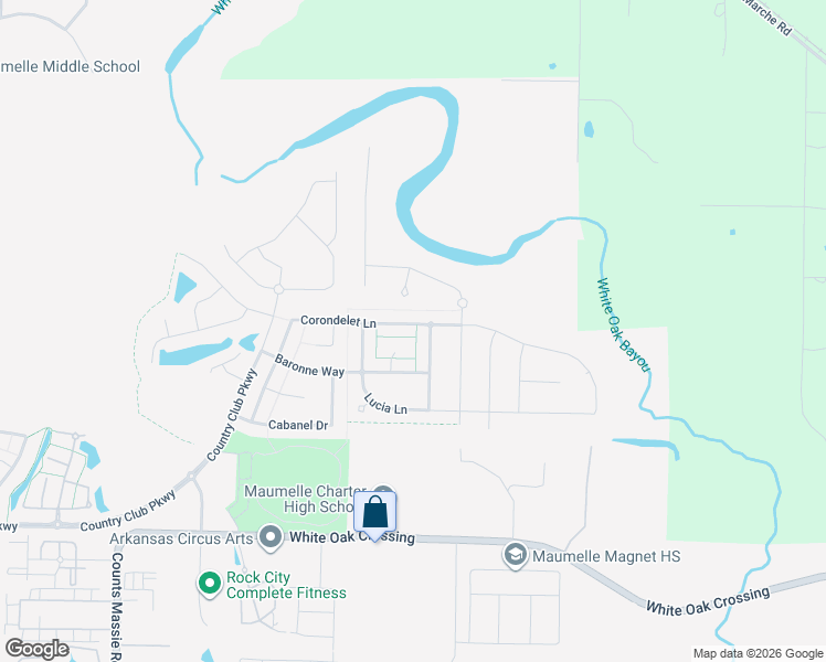 map of restaurants, bars, coffee shops, grocery stores, and more near 316 Corondelet Lane in Maumelle