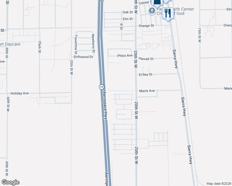 map of restaurants, bars, coffee shops, grocery stores, and more near 2009 Windbreak Drive in Rosamond