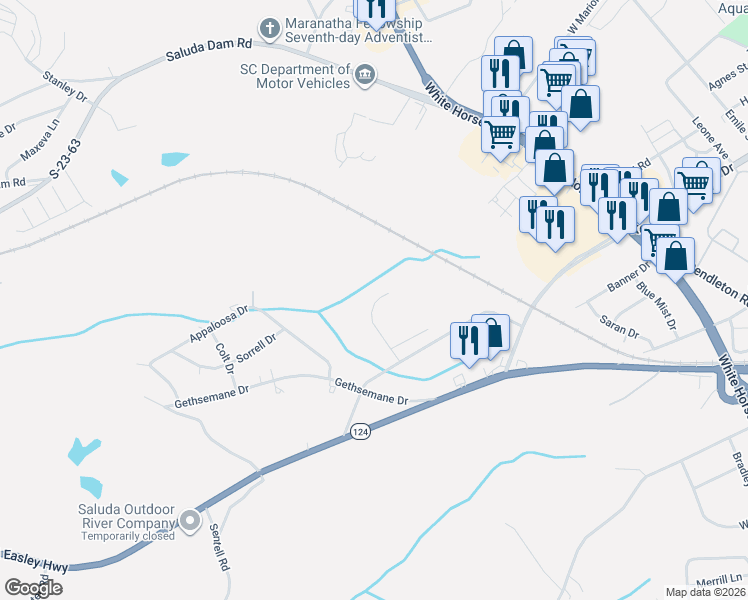 map of restaurants, bars, coffee shops, grocery stores, and more near 208 Old Bramlett Road in Greenville
