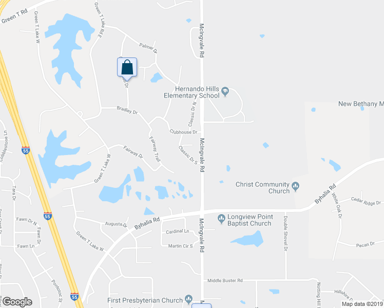 map of restaurants, bars, coffee shops, grocery stores, and more near 746 Classic Drive South in Hernando