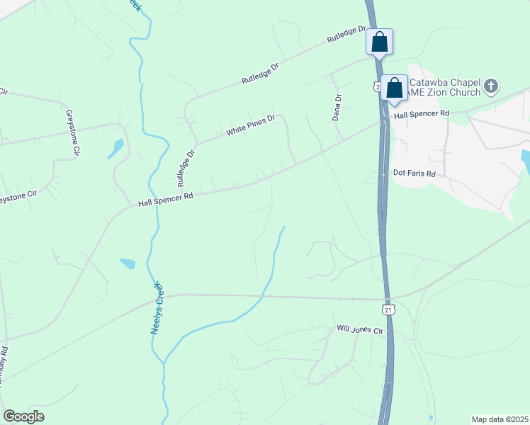 map of restaurants, bars, coffee shops, grocery stores, and more near 206 Harmony Hill Drive in Catawba