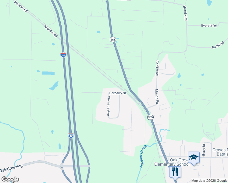 map of restaurants, bars, coffee shops, grocery stores, and more near 7023 Barberry Street in North Little Rock