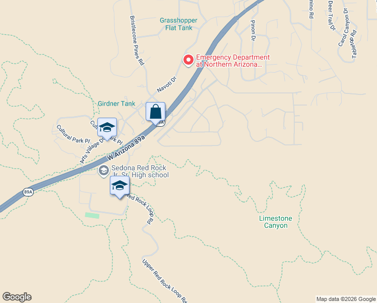 map of restaurants, bars, coffee shops, grocery stores, and more near 127 Linda Vista in Sedona