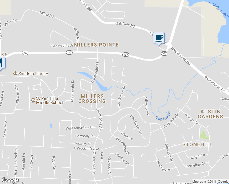 map of restaurants, bars, coffee shops, grocery stores, and more near Clearwater Court in Sherwood