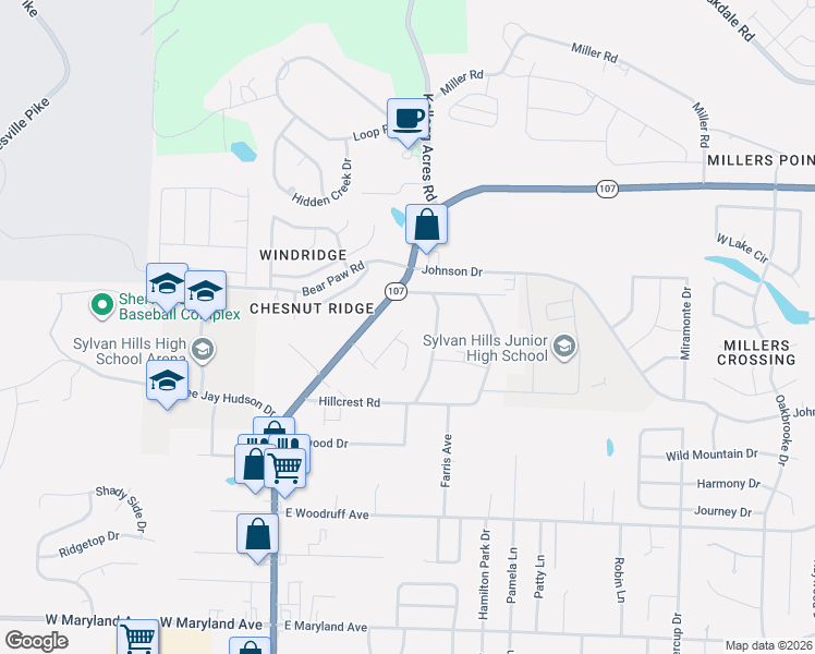 map of restaurants, bars, coffee shops, grocery stores, and more near 2315 Fox Glen Cove in Sherwood