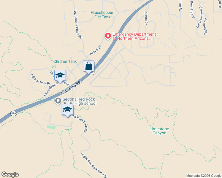 map of restaurants, bars, coffee shops, grocery stores, and more near 127 Linda Vista in Sedona