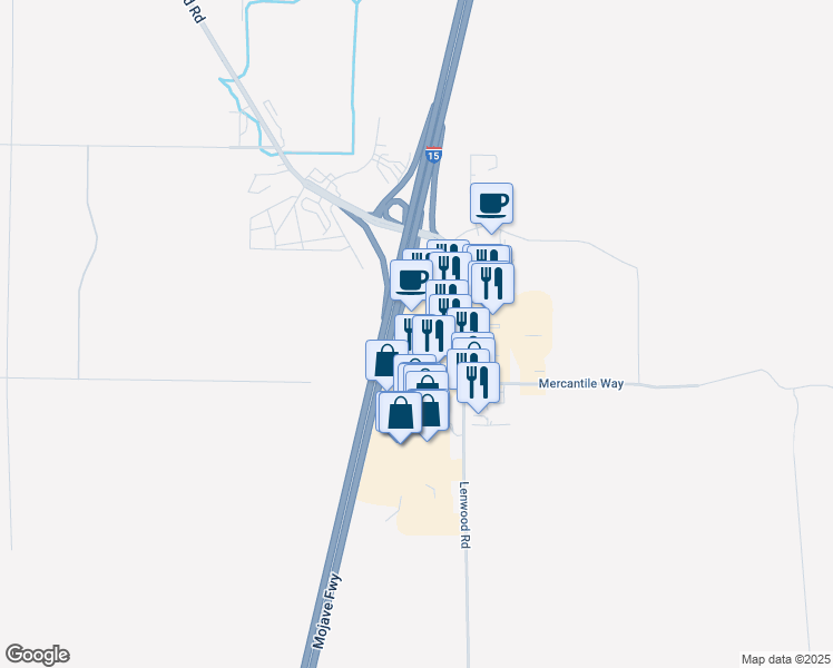 map of restaurants, bars, coffee shops, grocery stores, and more near 2824 Lenwood Road in Barstow