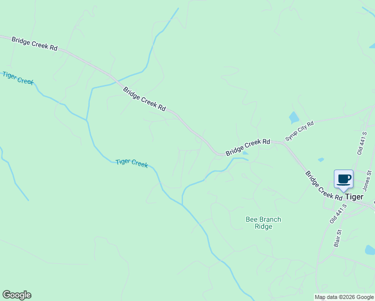 map of restaurants, bars, coffee shops, grocery stores, and more near Bridge Creek Road in Tiger