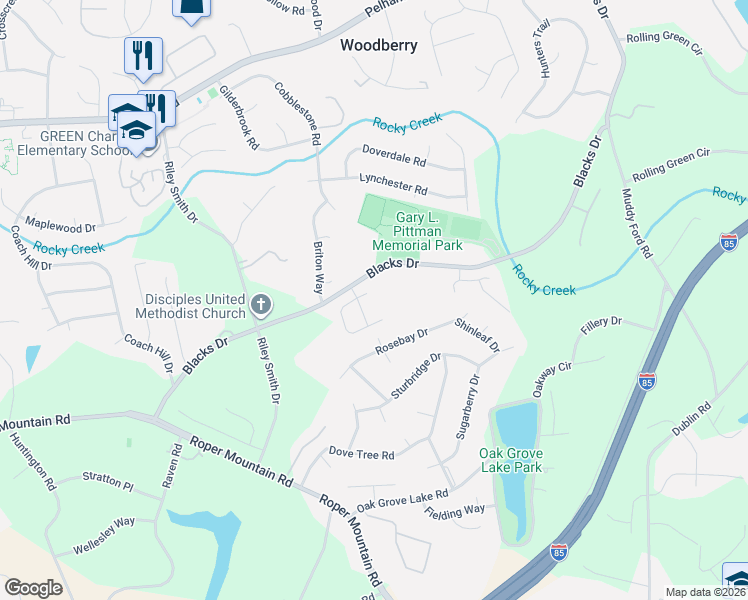 map of restaurants, bars, coffee shops, grocery stores, and more near 435 Blacks Drive in Greenville