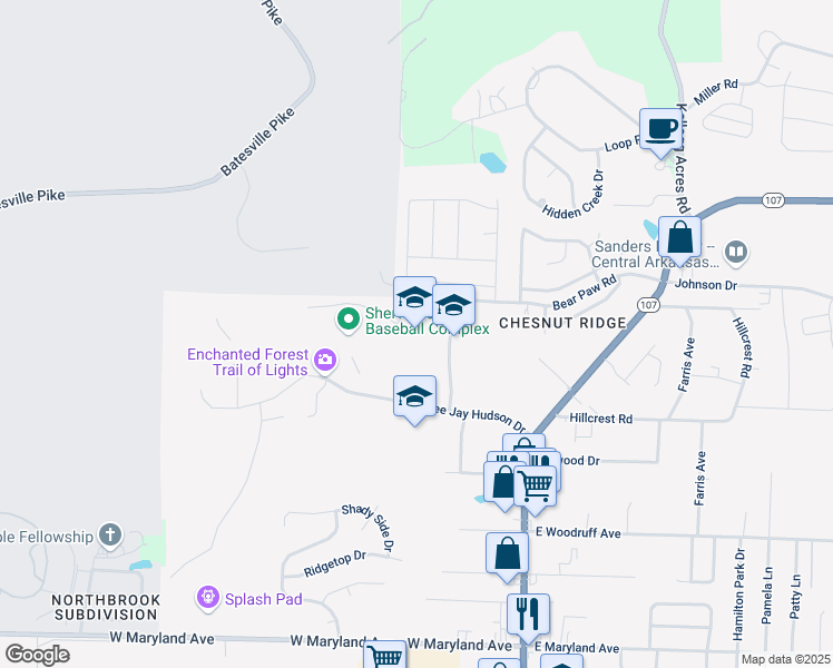 map of restaurants, bars, coffee shops, grocery stores, and more near 484 Bear Paw Road in Sherwood