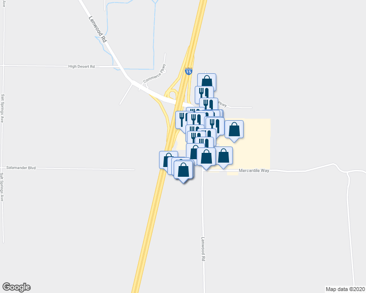 map of restaurants, bars, coffee shops, grocery stores, and more near 2824 Lenwood Road in Barstow