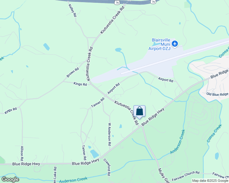 map of restaurants, bars, coffee shops, grocery stores, and more near 525 Airport Road in Blairsville