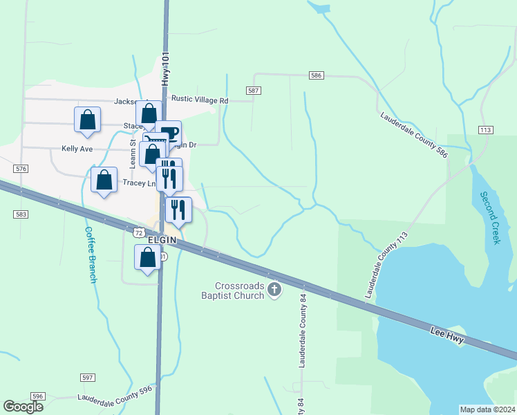 map of restaurants, bars, coffee shops, grocery stores, and more near 284 Elgin Hills Drive in Rogersville