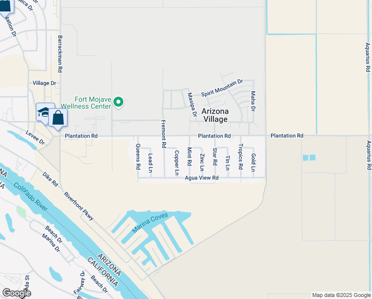map of restaurants, bars, coffee shops, grocery stores, and more near 10500-10524 Mint Rd in Mohave Valley
