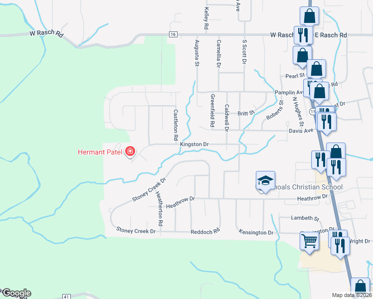 map of restaurants, bars, coffee shops, grocery stores, and more near 333-391 Kingston Drive in Florence