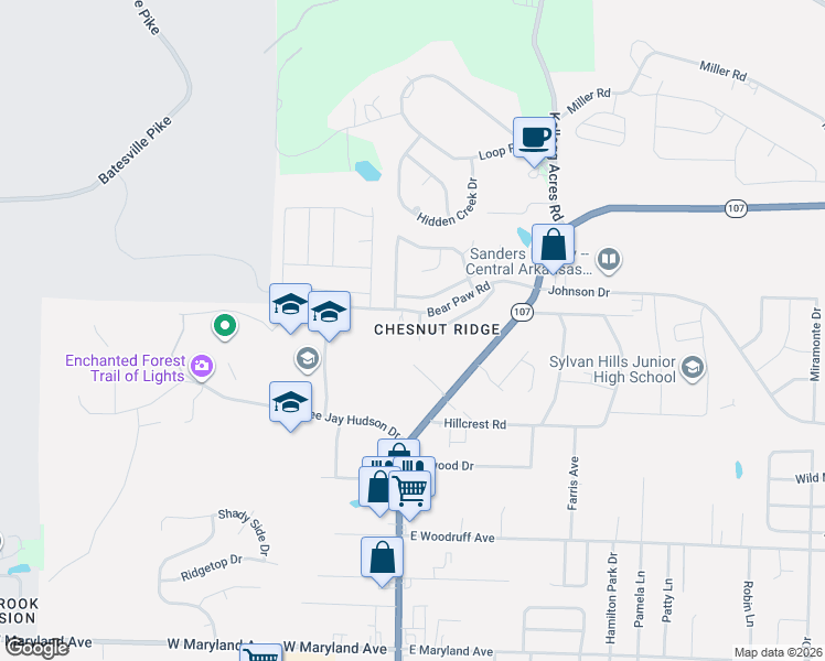 map of restaurants, bars, coffee shops, grocery stores, and more near 2104 Stonewood Court in Sherwood