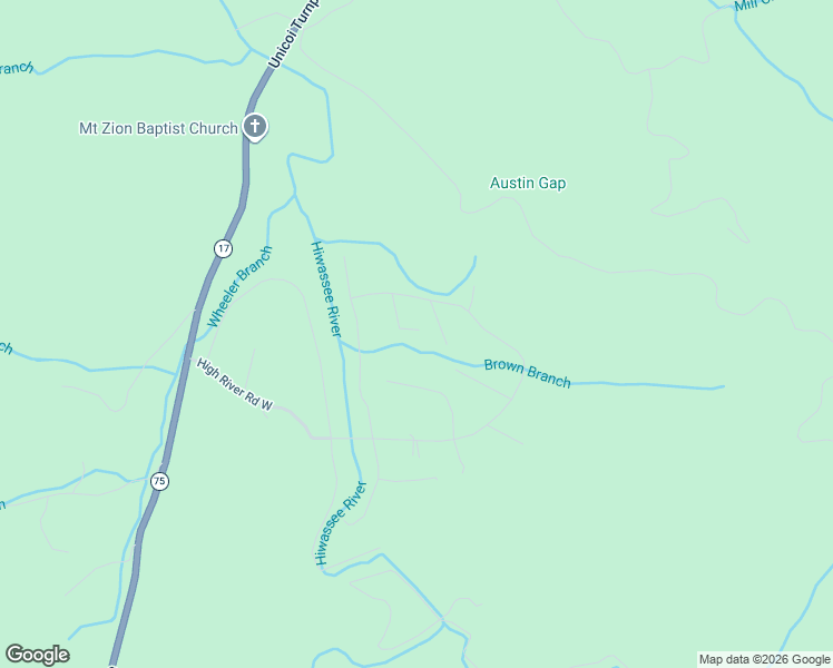 map of restaurants, bars, coffee shops, grocery stores, and more near 2471 High River Road in Hiawassee