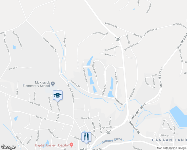 map of restaurants, bars, coffee shops, grocery stores, and more near 117 Buckingham Road in Easley