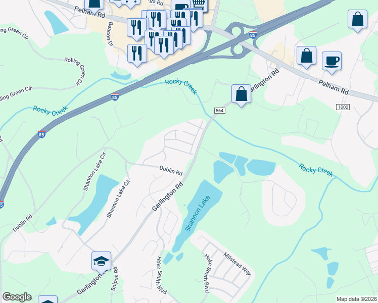 map of restaurants, bars, coffee shops, grocery stores, and more near 665 Ivybrooke Avenue in Greenville