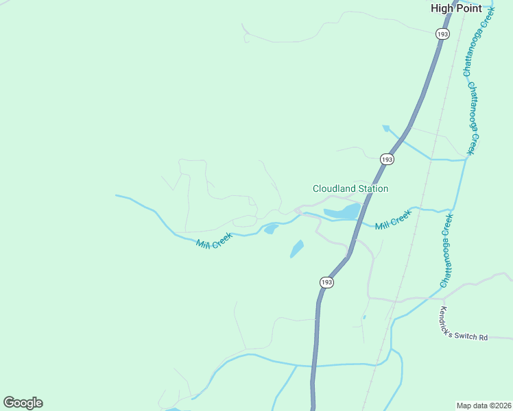 map of restaurants, bars, coffee shops, grocery stores, and more near 44 Valley Rim Drive in Chickamauga